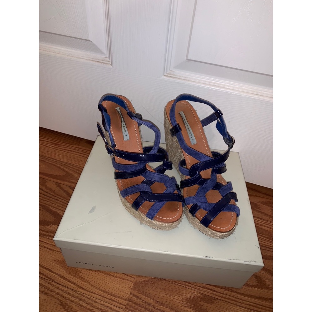 EUC Lovely People Patent Leather/Suede Wedges
